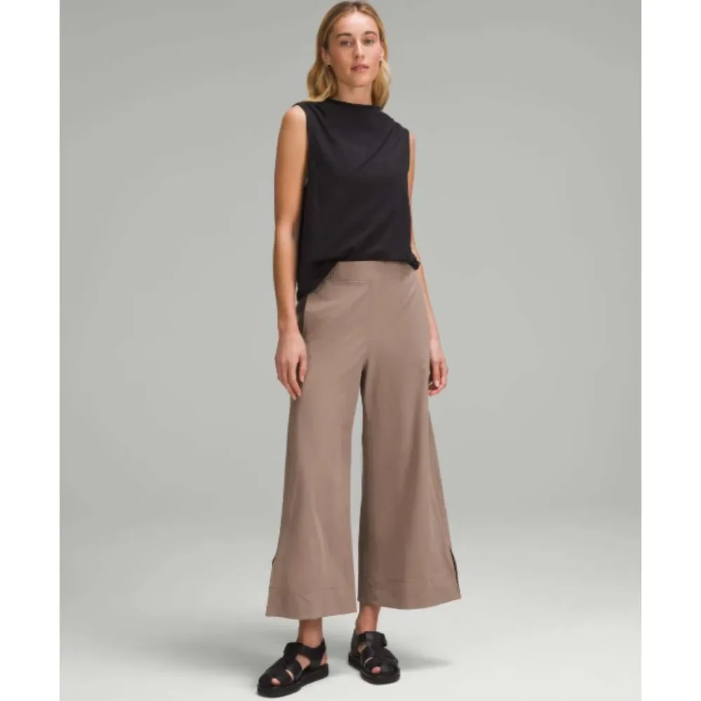 Lululemon Stretch Woven High-Rise Wide-Leg Cropped Pant, Taupetastic, Size M - Picture 2 of 10